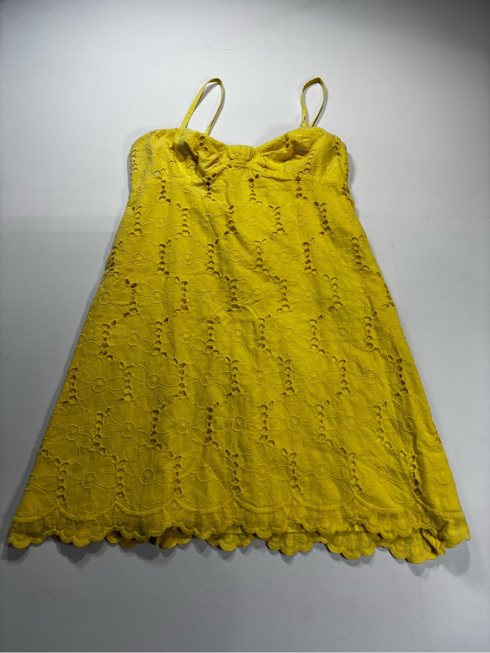 Lilly Pulitzer Sunflower Yellow Eyelet Spaghetti-Strap Mini Dress